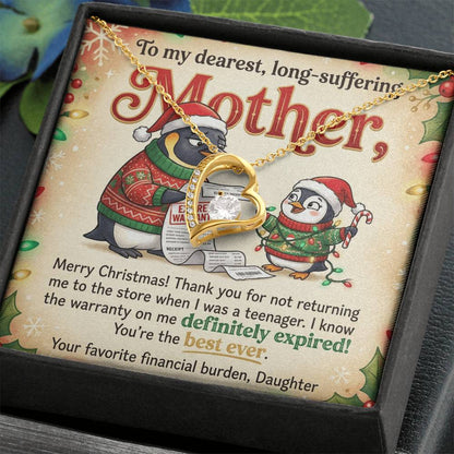 To My Mother Necklace From Daughter, Funny Christmas Gift For Mom, Birthday Present, Best Mom Ever Gift - Love Knot Necklace-LKN75077