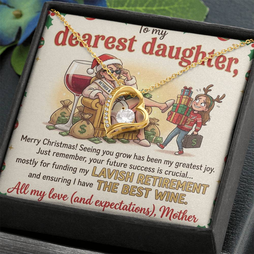 To My Dearest Daughter Necklace From Mother, Funny Christmas Gift, Humorous Xmas Present for Her, Future Success Gift, Love Knot Necklace-LKN56173