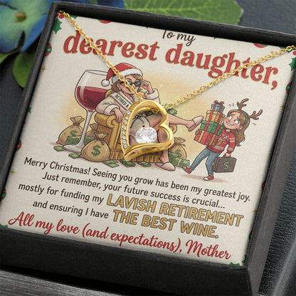 To My Dearest Daughter Necklace From Mother, Funny Christmas Gift, Humorous Xmas Present for Her, Future Success Gift, Love Knot Necklace-LKN56173