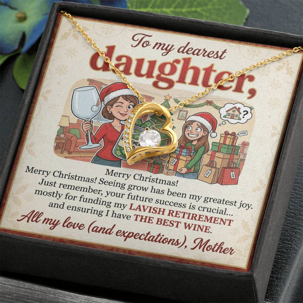To My Daughter Necklace From Mother, Funny Christmas Gift for Daughter, Xmas Present, Holiday Jewelry Gift - Love Knot Necklace-LKN54012