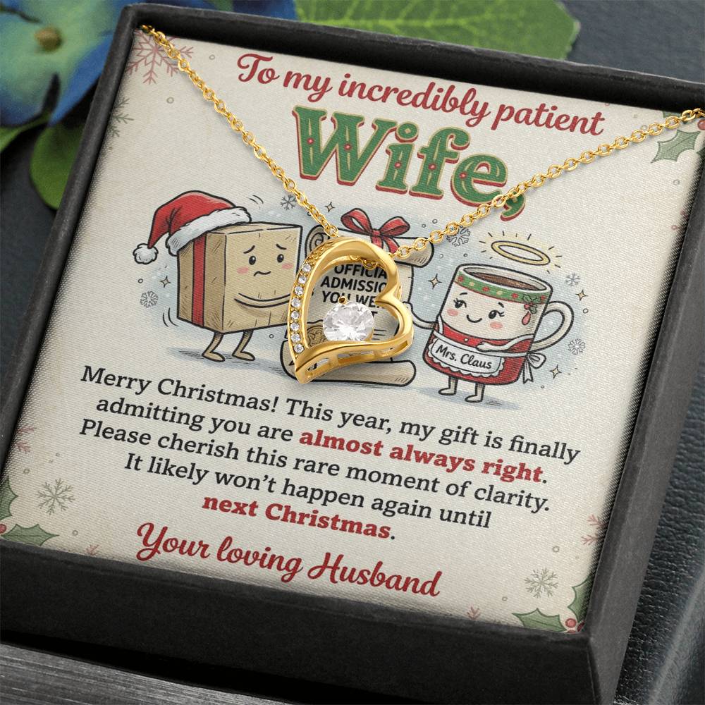 To My Wife Necklace From Husband, Funny Christmas Gift, Admitting You're Right Jewelry, Holiday Gift for Her - Love Knot Necklace-LKN27898