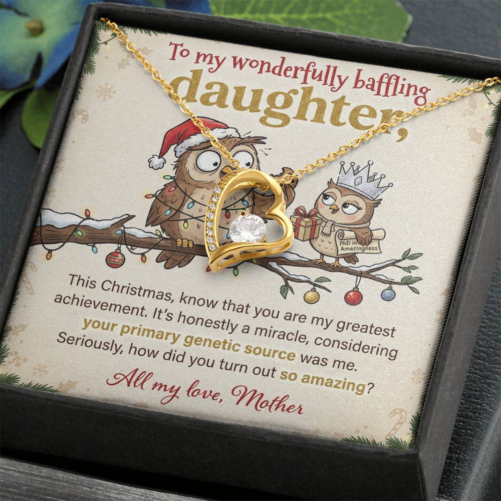 To My Daughter Necklace From Mother, Funny Christmas Gift for an Amazing Daughter, Love Knot Necklace-LKN86018