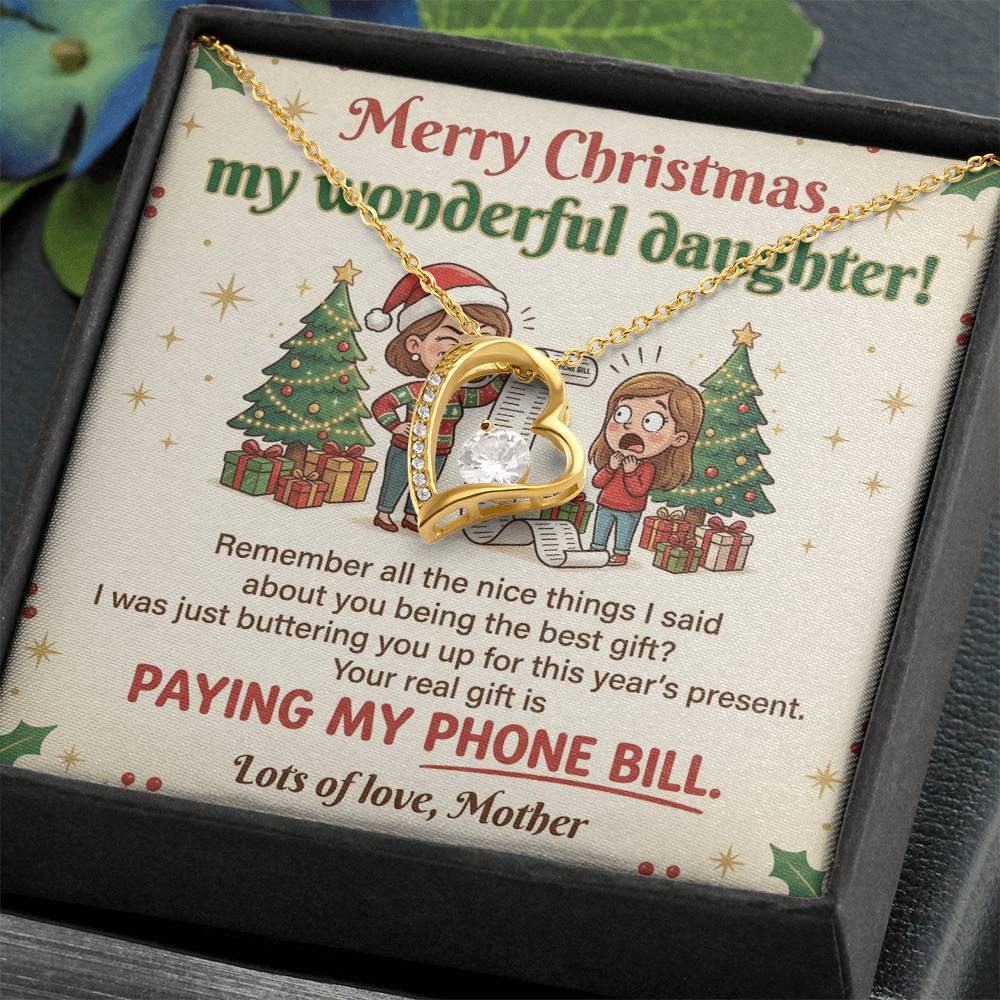 To My Daughter Necklace From Mother, Funny Christmas Gift, Sarcastic Holiday Present For Daughter From Mom, Love Knot Necklace-LKN74722