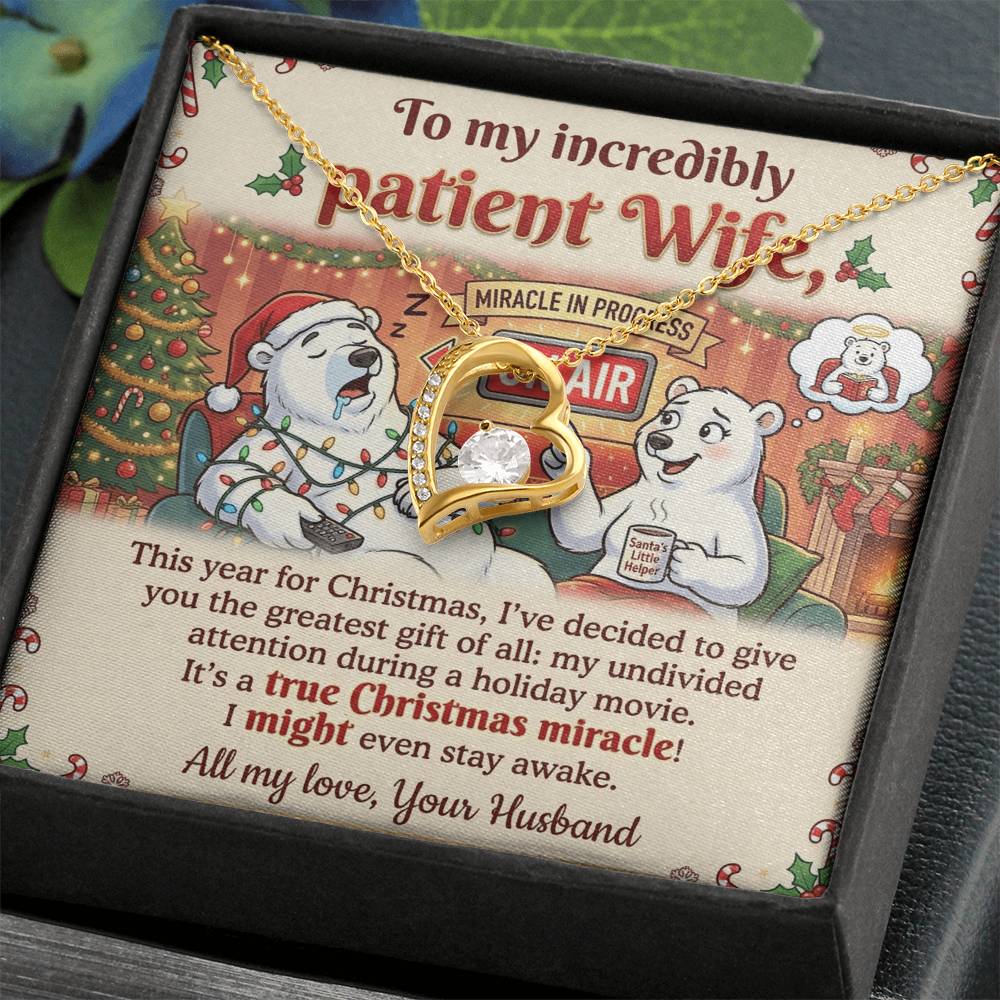 To My Patient Wife Necklace From Husband, Funny Christmas Gift, Holiday Present for Her - Love Knot Necklace-LKN52468