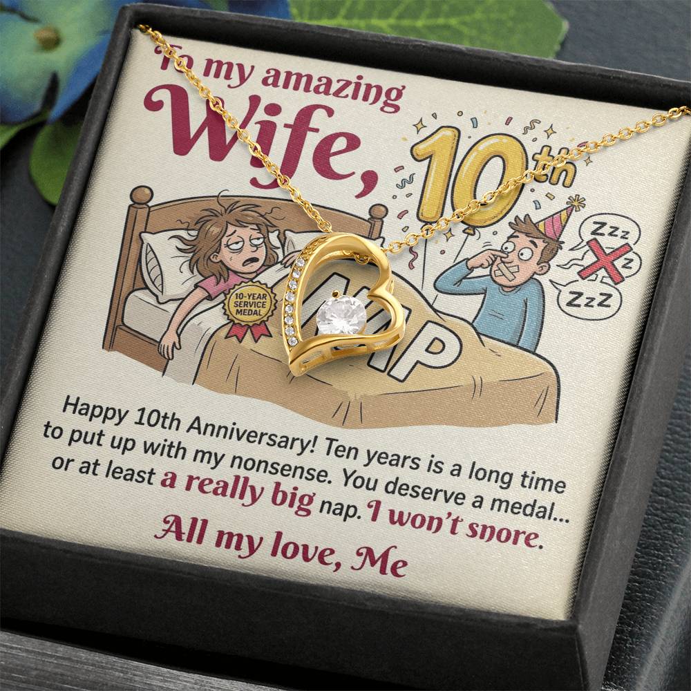 To My Wife Necklace From Husband, Funny 10th Anniversary Gift For Wife - Love Knot Necklace-LKN27220