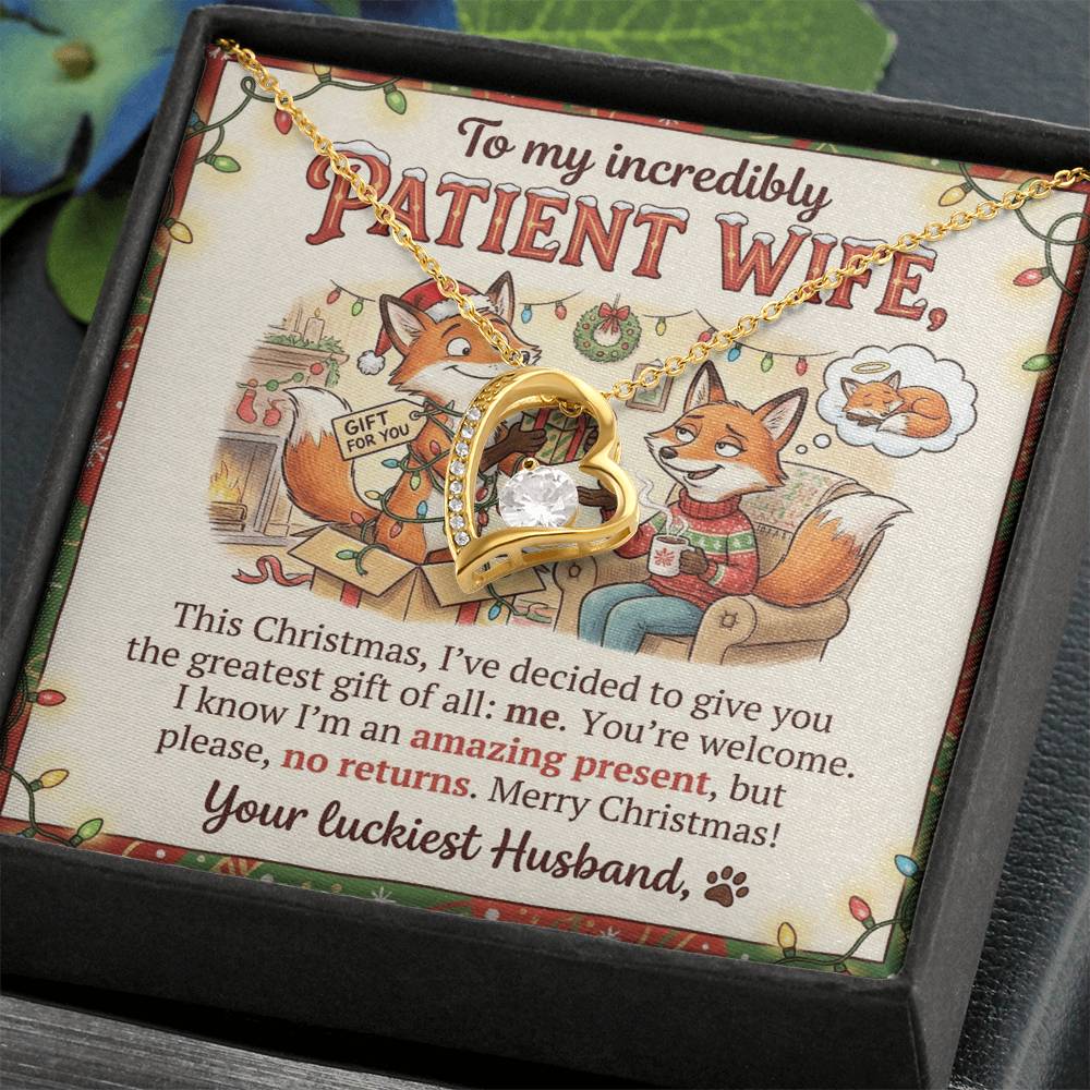 To My Wife Necklace From Husband, Funny Christmas Gift, Holiday Present for Patient Wife - Love Knot Necklace-LKN18034