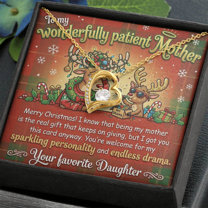 To My Mother Necklace From Daughter, Funny Christmas Gift for Mom, Holiday Jewelry Gift, Endless Drama - Love Knot Necklace-LKN21923