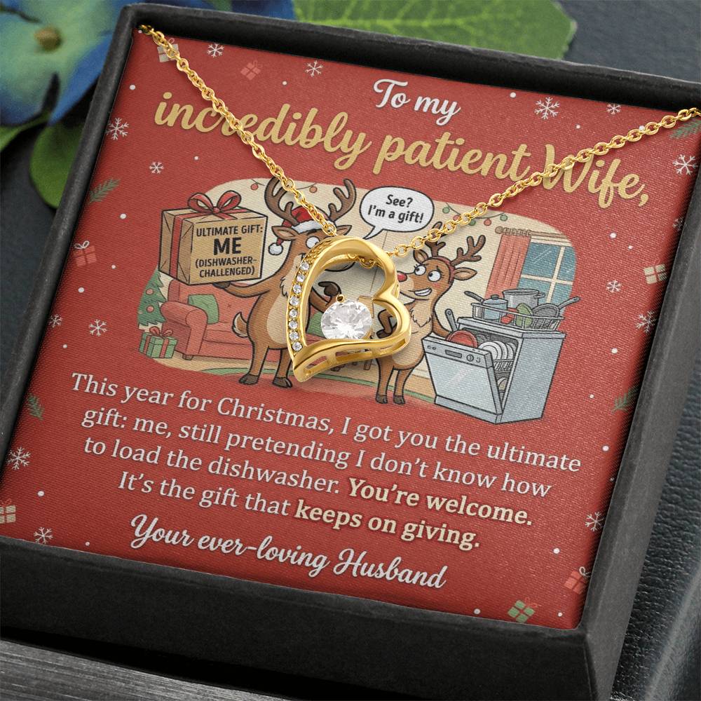 To My Wife Necklace From Husband, Funny Christmas Gift, Humorous Present for Incredibly Patient Wife - Love Knot Necklace-LKN23698