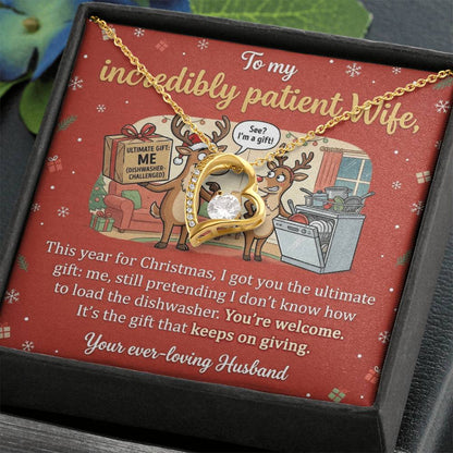 To My Wife Necklace From Husband, Funny Christmas Gift, Humorous Present for Incredibly Patient Wife - Love Knot Necklace-LKN23698