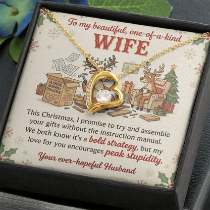 To My Wife Necklace From Husband, Funny Christmas Gift, Holiday Present for Her - Love Knot Necklace-LKN77334