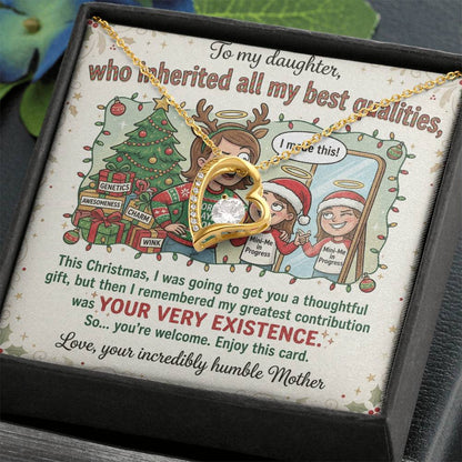 To My Daughter Necklace From Mother, Funny Christmas Gift, Gift For Daughter From Mom - Love Knot Necklace-LKN29867