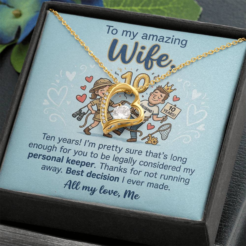 To My Wife Necklace From Husband, 10th Anniversary Gift, 10 Year Wedding Gift Idea for Her, Love Knot Necklace-LKN92076