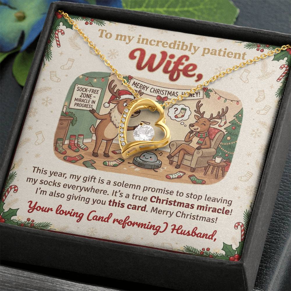 To My Wife Necklace From Husband, Funny Christmas Gift for My Patient Wife, Holiday Jewelry Gift, Love Knot Necklace-LKN82596