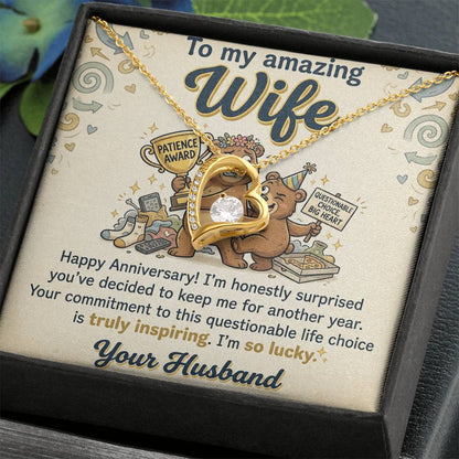 To My Wife Necklace From Husband - Funny Anniversary Gift for Her, Humorous Jewelry Gift from Hubby Love Knot Necklace-LKN44773