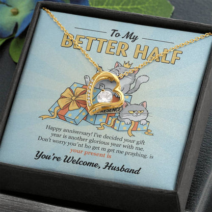 To My Husband Necklace From Wife, Funny Anniversary Gift for Him, Better Half Birthday Card - Love Knot Necklace-LKN85546
