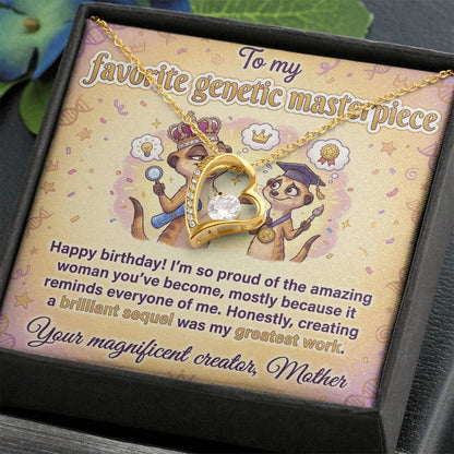 To My Genetic Masterpiece Necklace From Mother - Happy Birthday Gift for Daughter, Funny Mom Gift Idea, Love Knot Necklace-LKN86651
