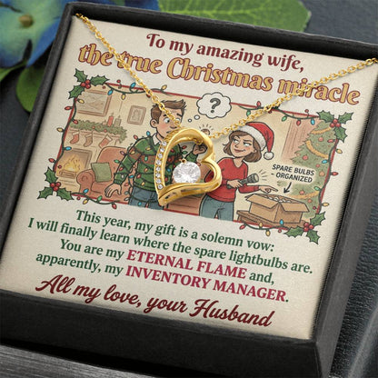 To My Wife Necklace From Husband, Funny Christmas Gift for Her, Holiday Present, Eternal Flame - Love Knot Necklace-LKN21365