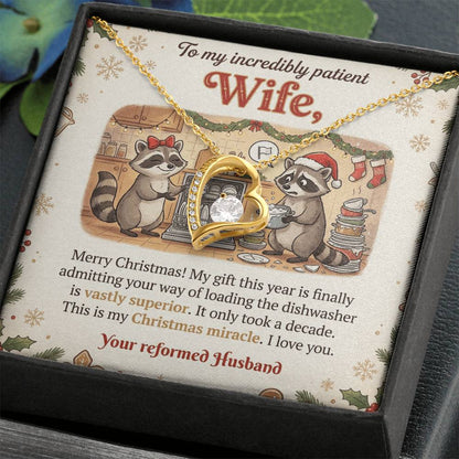 To My Wife Necklace From Husband, Funny Christmas Gift for My Patient Wife, Holiday Present - Love Knot Necklace-LKN74032