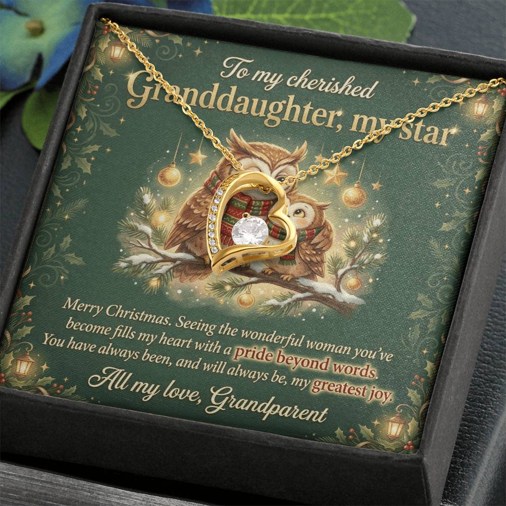 To My Granddaughter Necklace From Grandparent, Merry Christmas Gift, Sentimental Gift for My Star, Greatest Joy - Love Knot Necklace-LKN86139