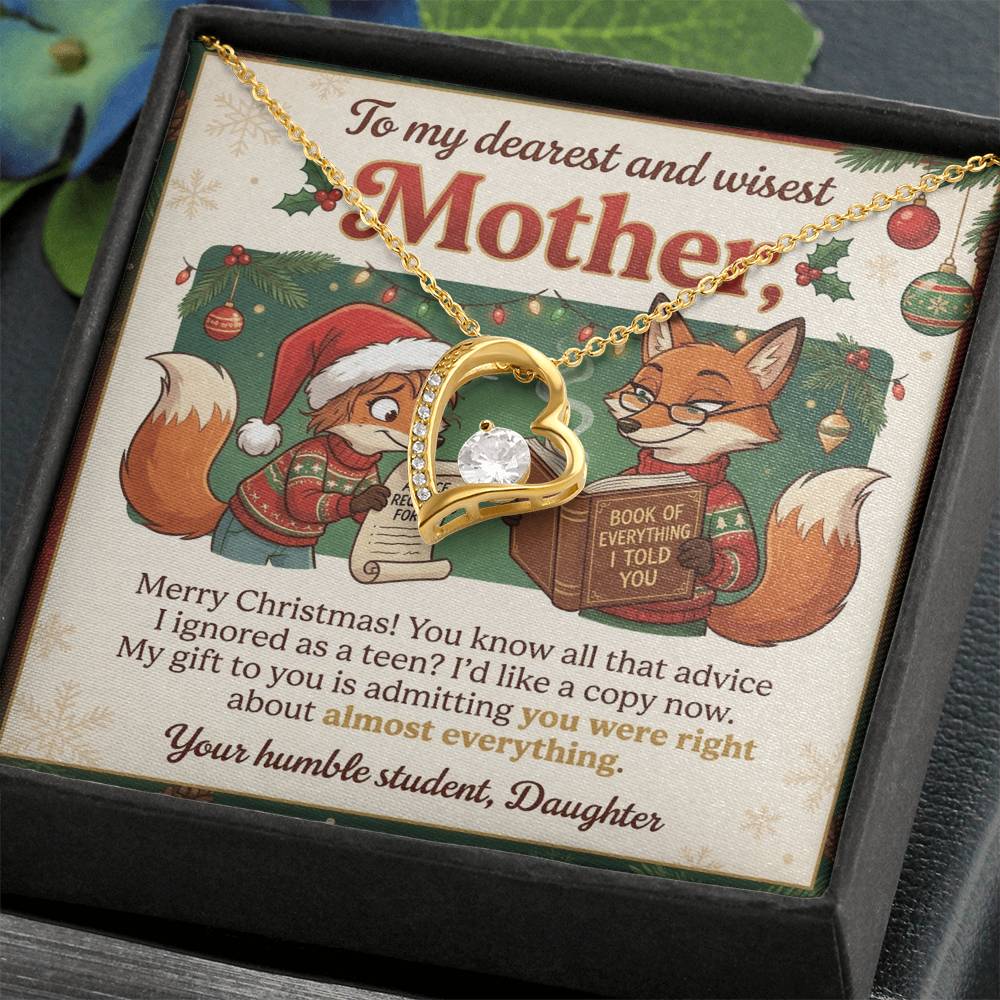 To My Mother Necklace From Daughter, Funny Christmas Gift, Holiday Present for Mom, Gift for Mother, Love Knot Necklace-LKN36053