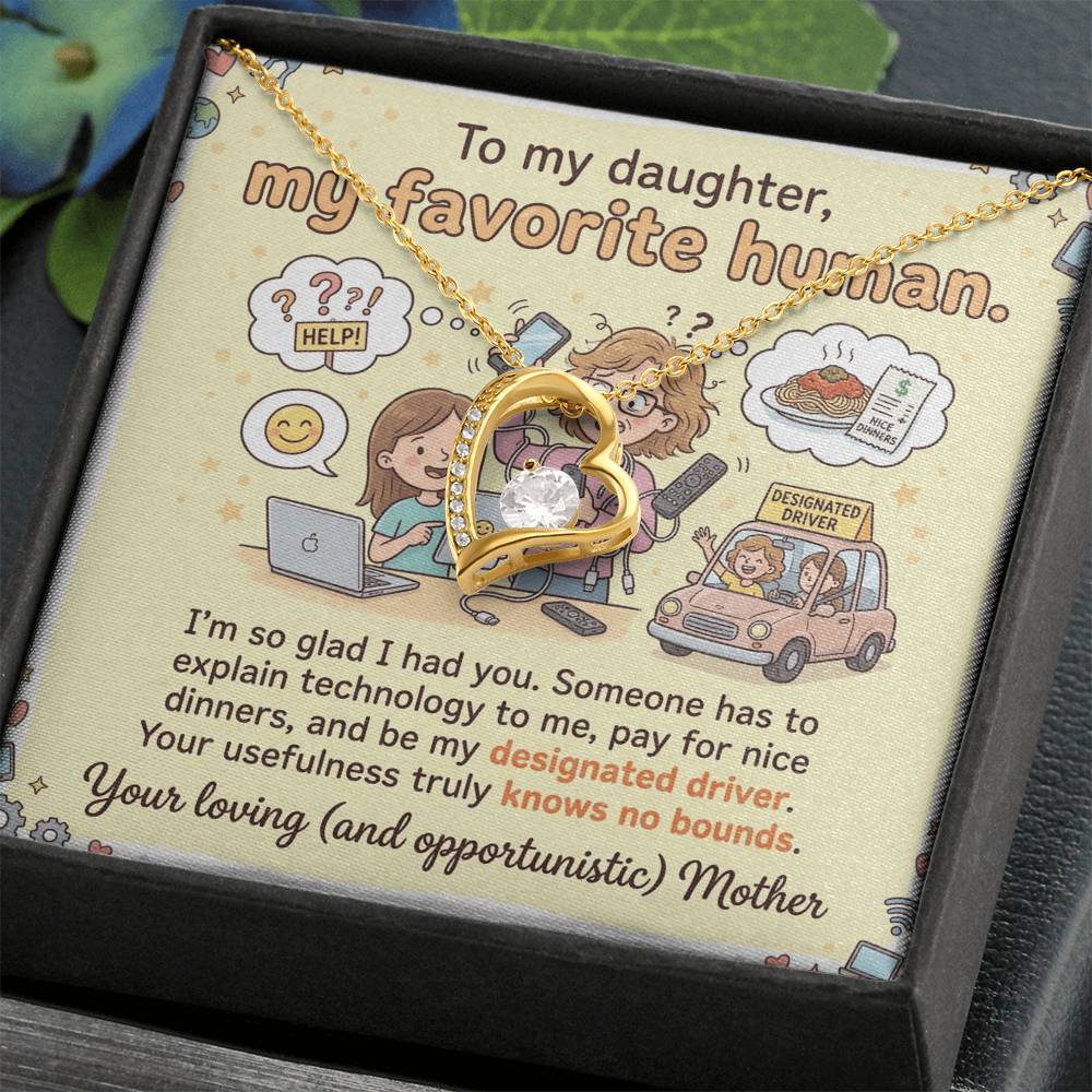 To My Daughter Necklace From Mother - Funny Birthday Gift for Daughter, Christmas Present From Mom, Appreciation Gift - Love Knot Necklace-LKN12314