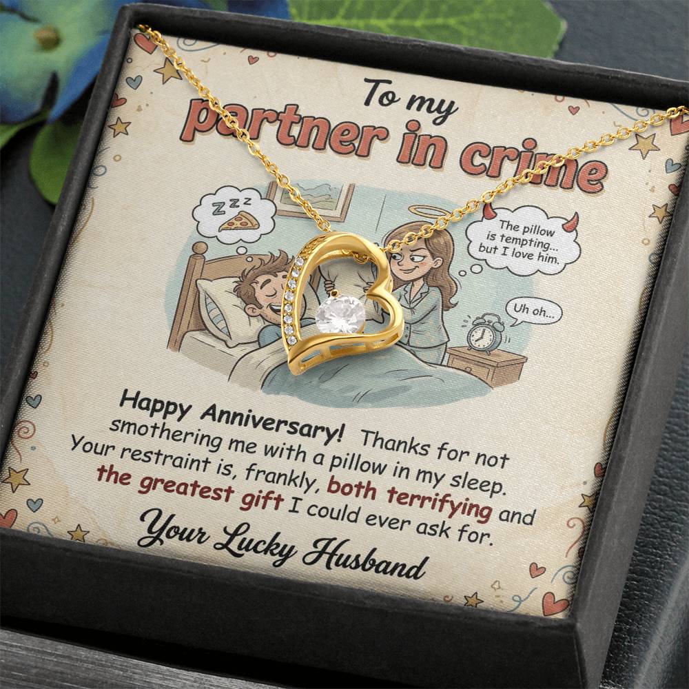 To My Partner In Crime Necklace From Husband, Funny Anniversary Gift For Wife, Love Knot Necklace-LKN96079