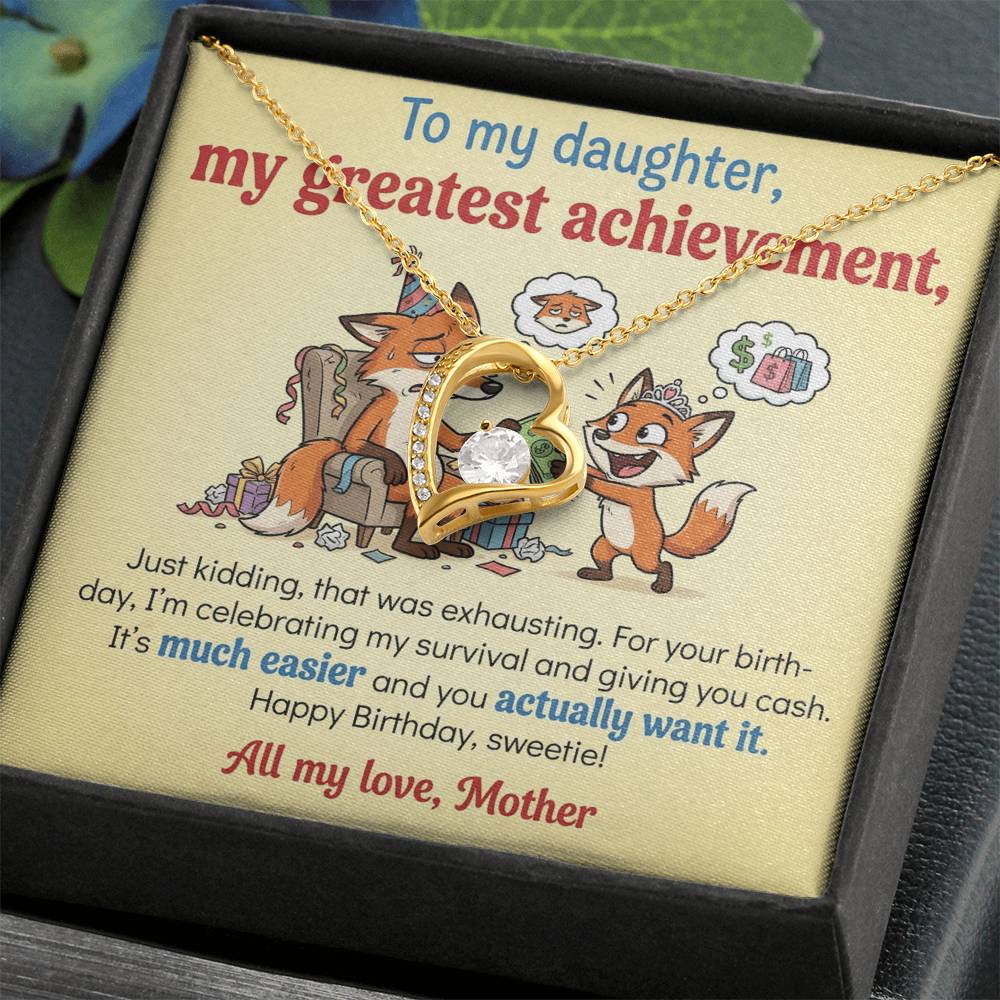 To My Daughter Necklace From Mother, Funny Birthday Gift For Daughter, Gift From Mom, Love Knot Necklace-LKN93599