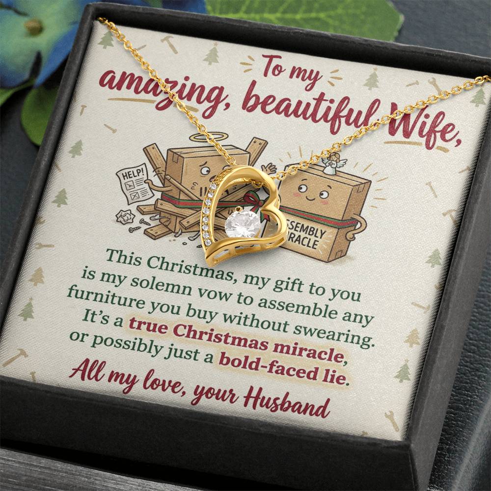To My Wife Necklace From Husband, Funny Christmas Gift For Her, Christmas Miracle Present, Love Knot Necklace-LKN22909