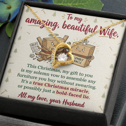 To My Wife Necklace From Husband, Funny Christmas Gift For Her, Christmas Miracle Present, Love Knot Necklace-LKN22909