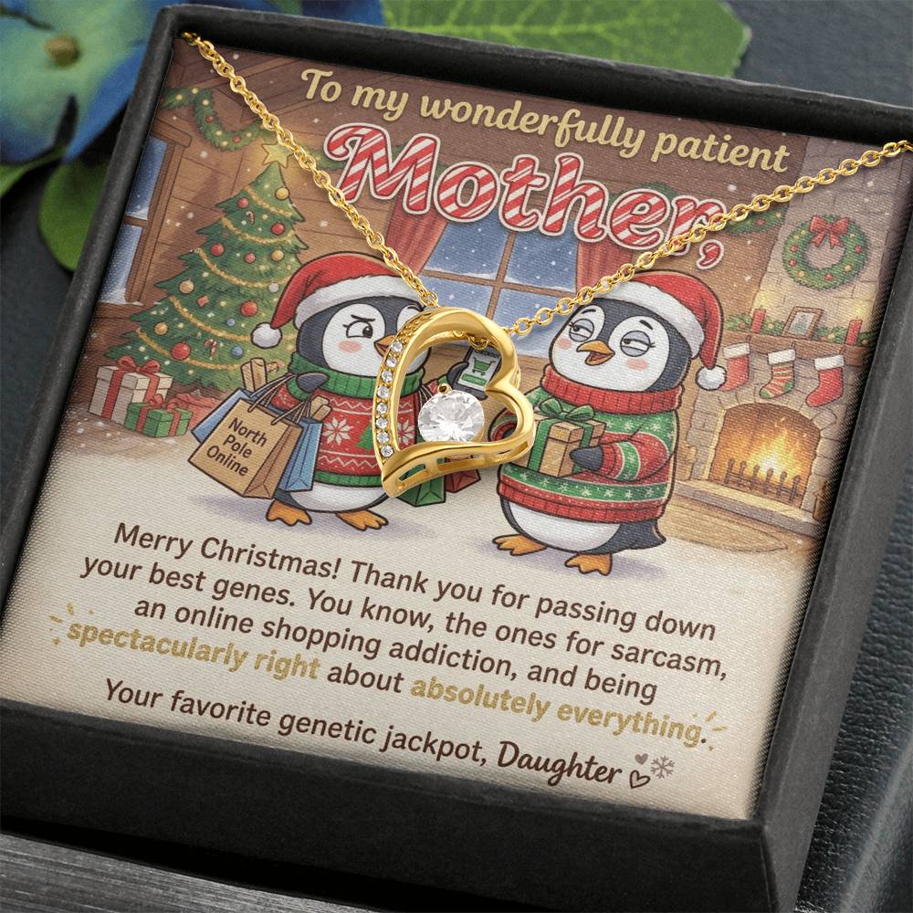 To My Mother Necklace From Daughter, Funny Merry Christmas Gift, Mom Christmas Present, Sarcastic Genes Gift - Love Knot Necklace-LKN81219