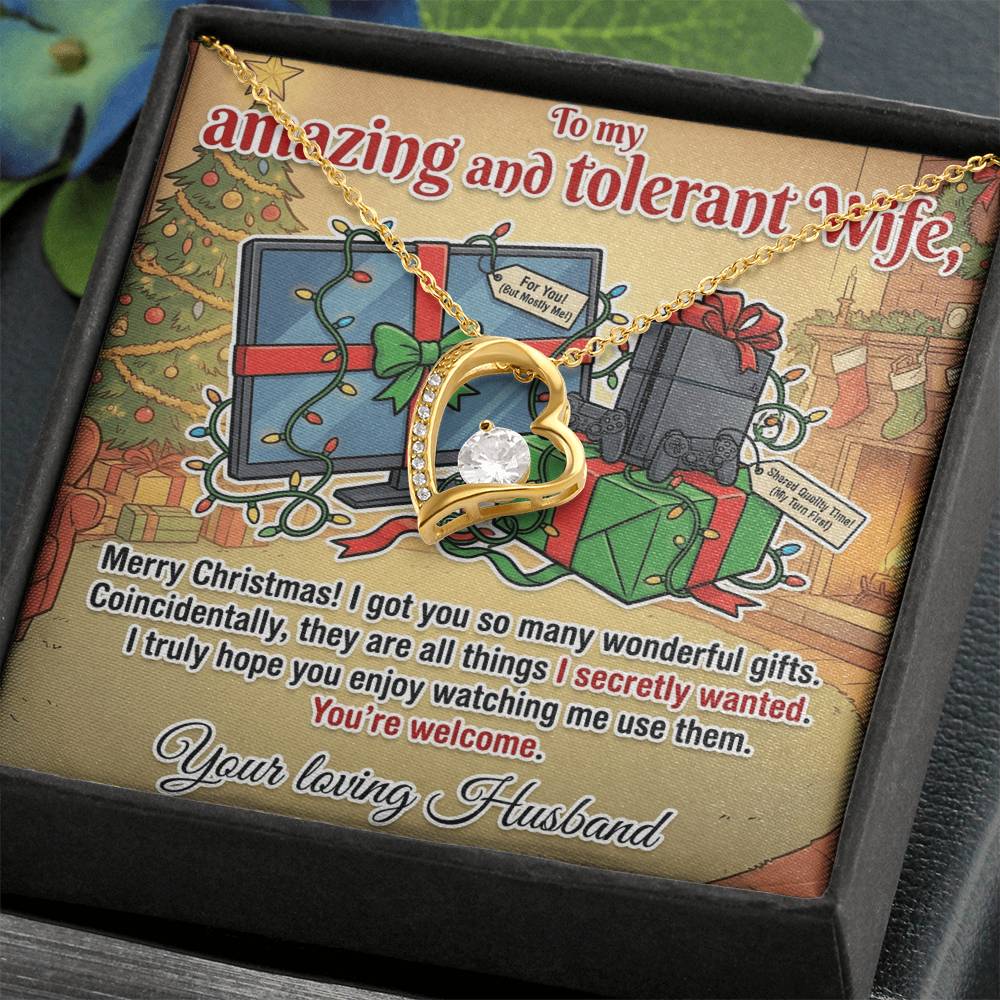 To My Wife Necklace From Husband, Funny Christmas Gift for Her, Xmas Gag Gift Idea, Love Knot Necklace-LKN53887