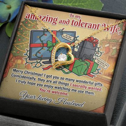 To My Wife Necklace From Husband, Funny Christmas Gift for Her, Xmas Gag Gift Idea, Love Knot Necklace-LKN53887