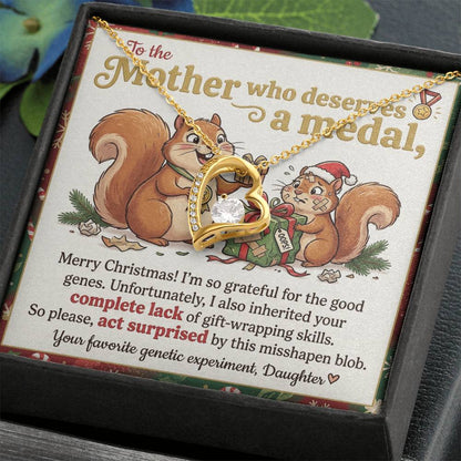 To My Mother Necklace From Daughter, Funny Christmas Gift, Holiday Gift for Mom - Love Knot Necklace-LKN83215