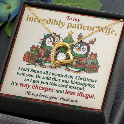 To My Wife Necklace From Husband, Funny Christmas Gift for Her, Romantic Holiday Present, Anniversary Gift - Love Knot Necklace-LKN66194