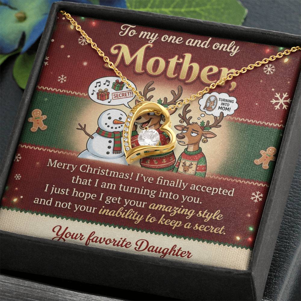 To My Mother Necklace From Daughter, Funny Christmas Gift for Mom, Holiday Present - Love Knot Necklace-LKN61833