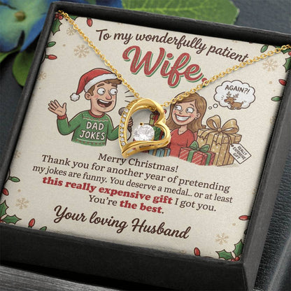 To My Wife Necklace From Husband, Funny Merry Christmas Gift, Sentimental Jewelry For Her, Love Knot Necklace-LKN19414