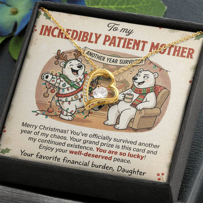 To My Mother Necklace From Daughter, Funny Christmas Gift, Holiday Gift for Mom - Love Knot Necklace-LKN78360