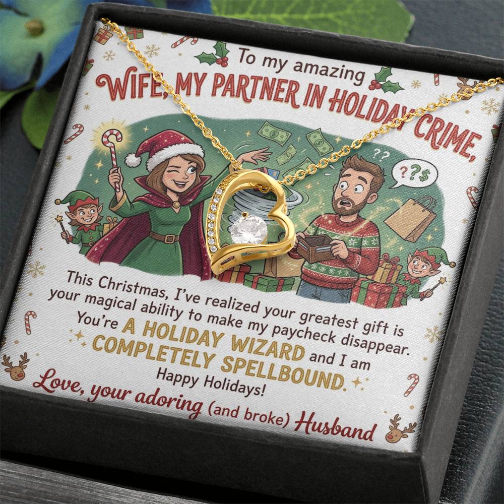 To My Wife Necklace From Husband, Funny Christmas Gift, Holiday Present for Her, My Partner in Crime - Love Knot Necklace-LKN24972