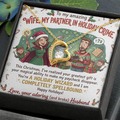 To My Wife Necklace From Husband, Funny Christmas Gift, Holiday Present for Her, My Partner in Crime - Love Knot Necklace-LKN24972