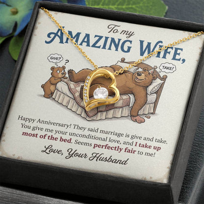To My Wife Necklace From Husband, Funny Anniversary Gift, Romantic Gift for Her, Wife Gift - Love Knot Necklace-LKN80275