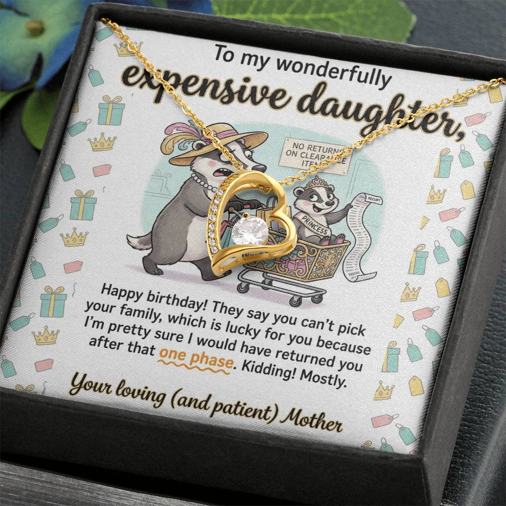 To My Daughter Necklace From Mother, Funny Happy Birthday Gift, Sentimental Gift for Daughter from Mom, Expensive Daughter, Love Knot Necklace-LKN83459