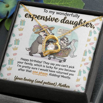 To My Daughter Necklace From Mother, Funny Happy Birthday Gift, Sentimental Gift for Daughter from Mom, Expensive Daughter, Love Knot Necklace-LKN83459