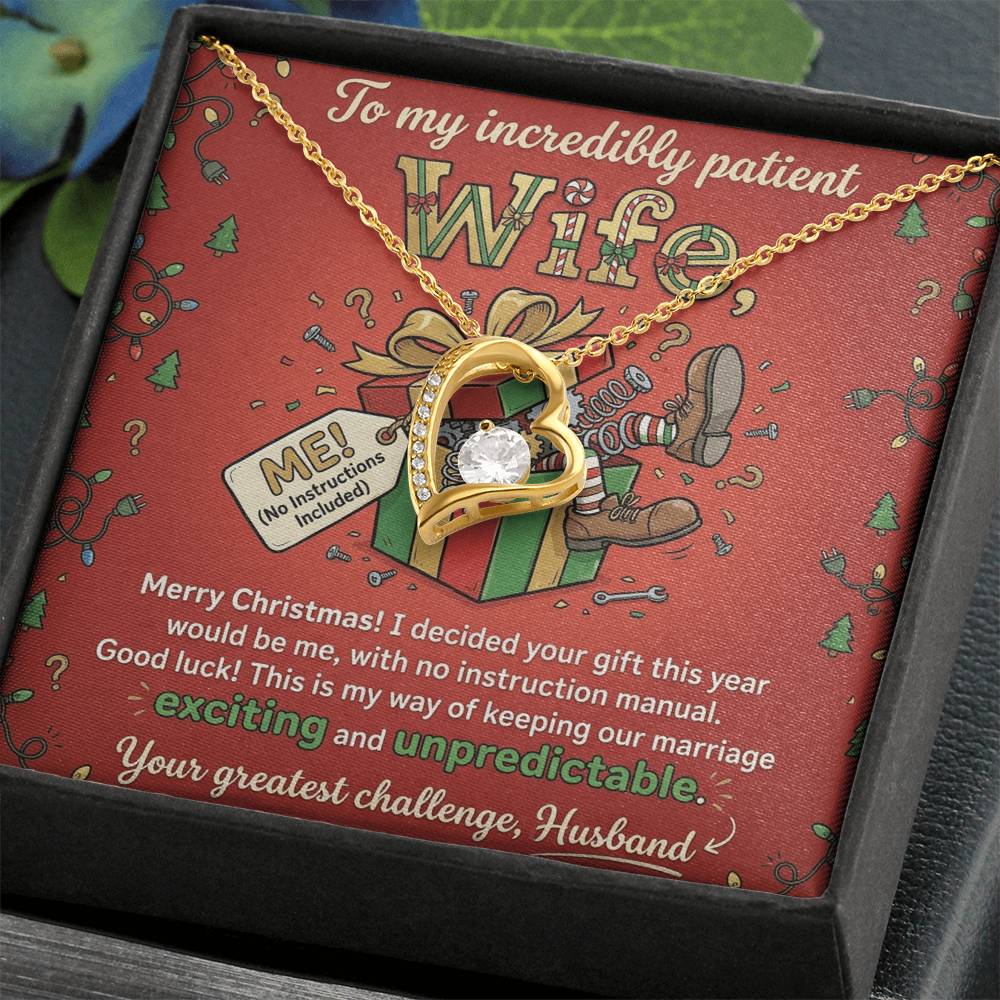 To My Wife Necklace From Husband, Funny Christmas Gift, To My Incredibly Patient Wife, Husband to Wife Present, Love Knot Necklace-LKN55259
