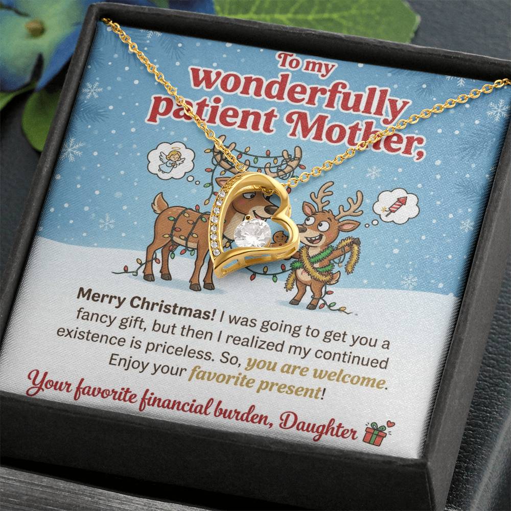 To My Mother Necklace From Daughter, Funny Christmas Gift For Mom, Holiday Present, Favorite Financial Burden - Love Knot Necklace-LKN97710