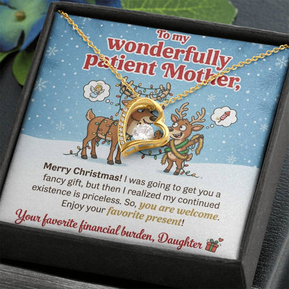 To My Mother Necklace From Daughter, Funny Christmas Gift For Mom, Holiday Present, Favorite Financial Burden - Love Knot Necklace-LKN97710