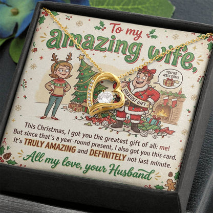 To My Wife Necklace From Husband, Funny Christmas Gift For Her, Xmas Gift For Amazing Wife, Love Knot Necklace-LKN90761