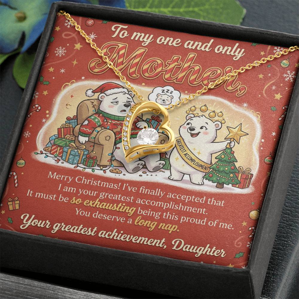 To My Mother Necklace From Daughter, Funny Christmas Gift for Mom, Birthday Present - Love Knot Necklace-LKN12082