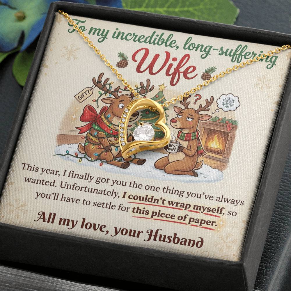 To My Wife Necklace From Husband, Funny Christmas Gift For Her, Romantic Anniversary Present, Love Knot Necklace-LKN58630