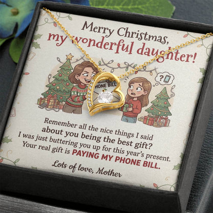 To My Daughter Necklace From Mother, Funny Christmas Gift, Xmas Present For Her, Love Knot Necklace-LKN73271