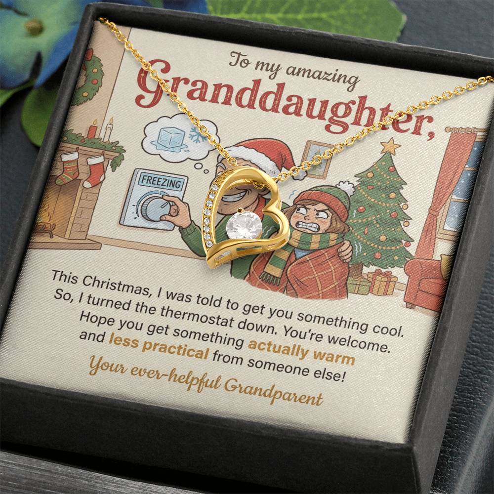 To My Granddaughter Necklace From Grandparent, Funny Christmas Gift, Xmas Present for Granddaughter, Holiday Gift Idea - Love Knot Necklace-LKN60839